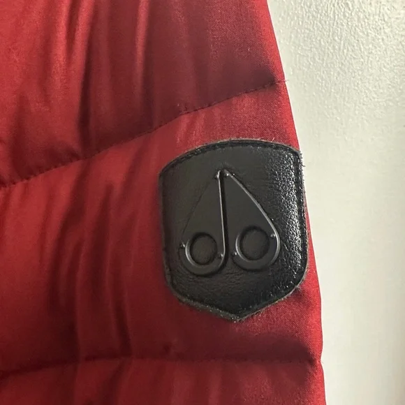 Moose Knuckles Burgundy Puffer Jacket with Fur Hood - Picture 4 of 7